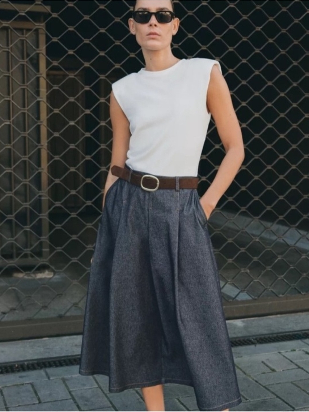 Zara Belted Sleeveless Combination Dress